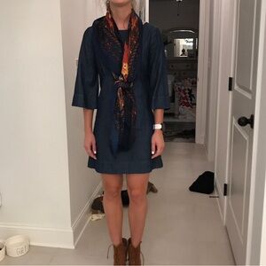 Jean quarter sleeve dress with detailed back